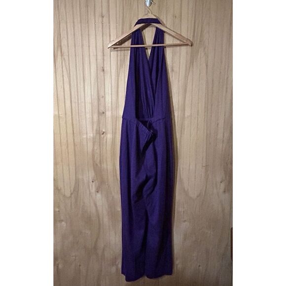 Vintage Purple Wool Halter Jumpsuit Women's Size 6  Sleeveless w/ Open Cardigan - Picture 5 of 11